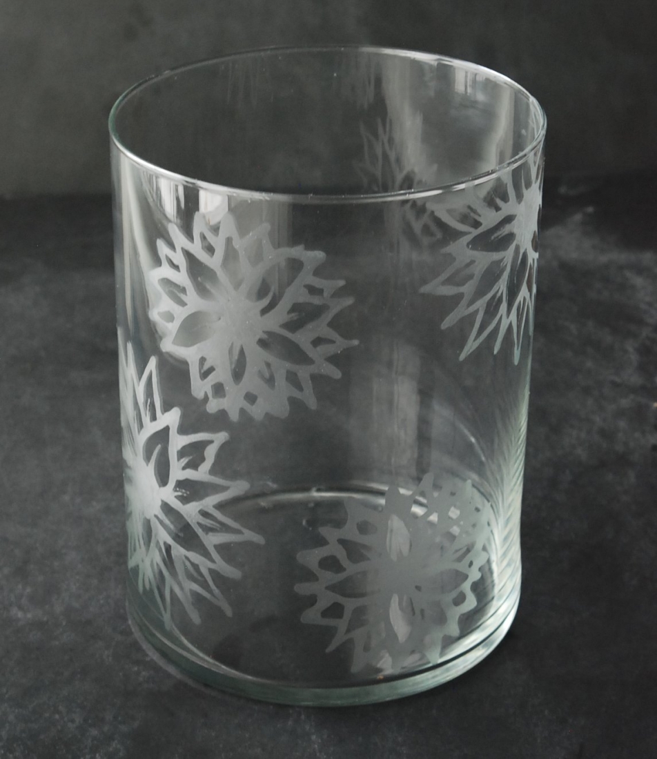 DIY Etched Glass Vase White Lights on Wednesday
