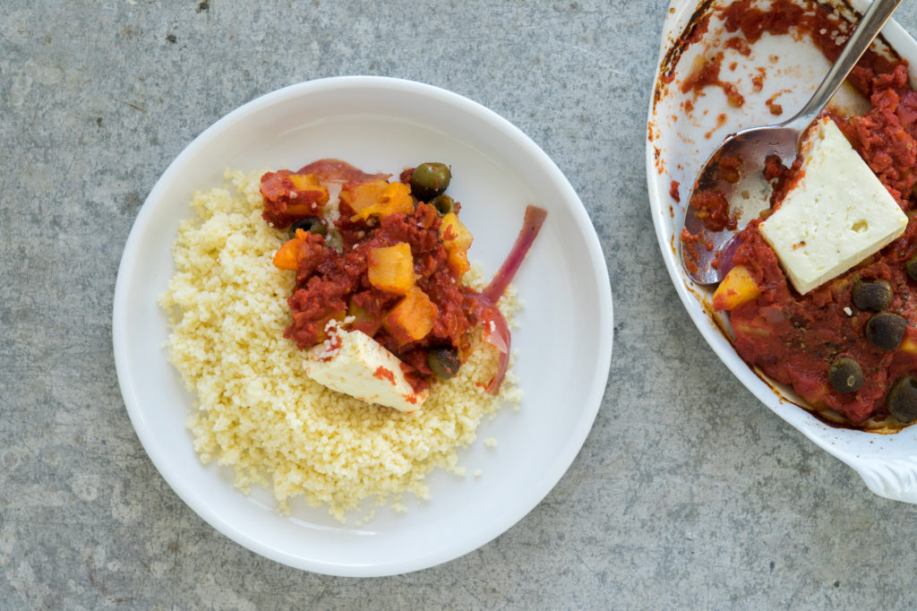 Feta Baked Casserole with Couscous Ends + Stems with Chef Alison