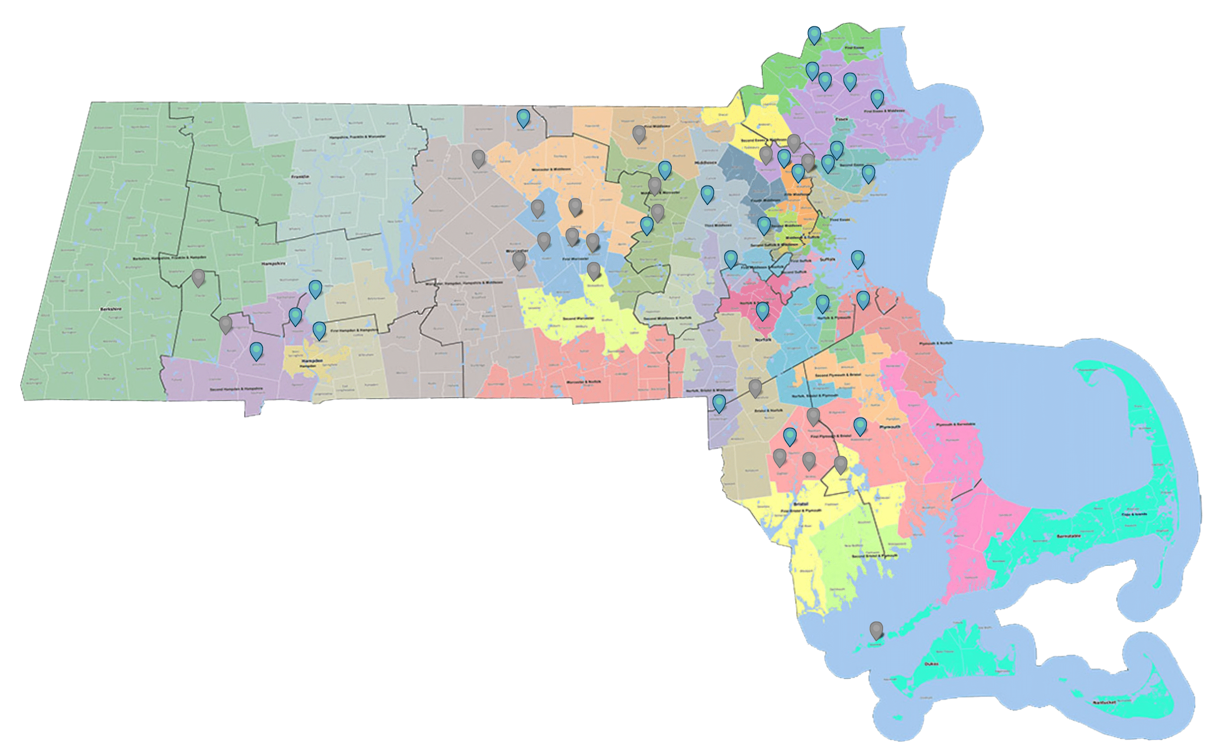 Massachusetts MLP's by Senate Districts Map Energy New England ENE