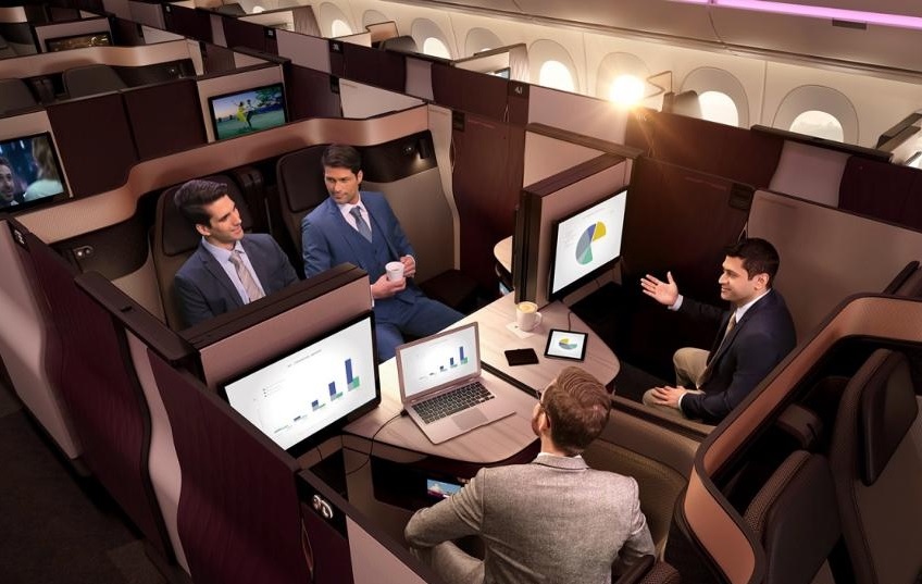 Qatar airways presenta en París Airshow su nueva Q Suite, la evolución