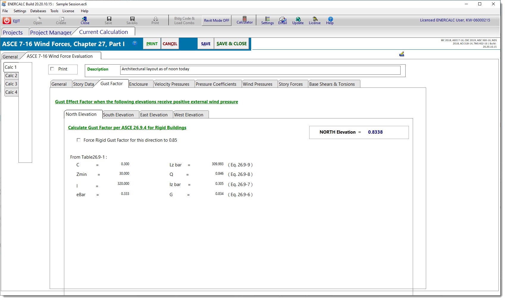 Calculation Modules > Loads & Forces Division > ASCE 710 Wind Forces