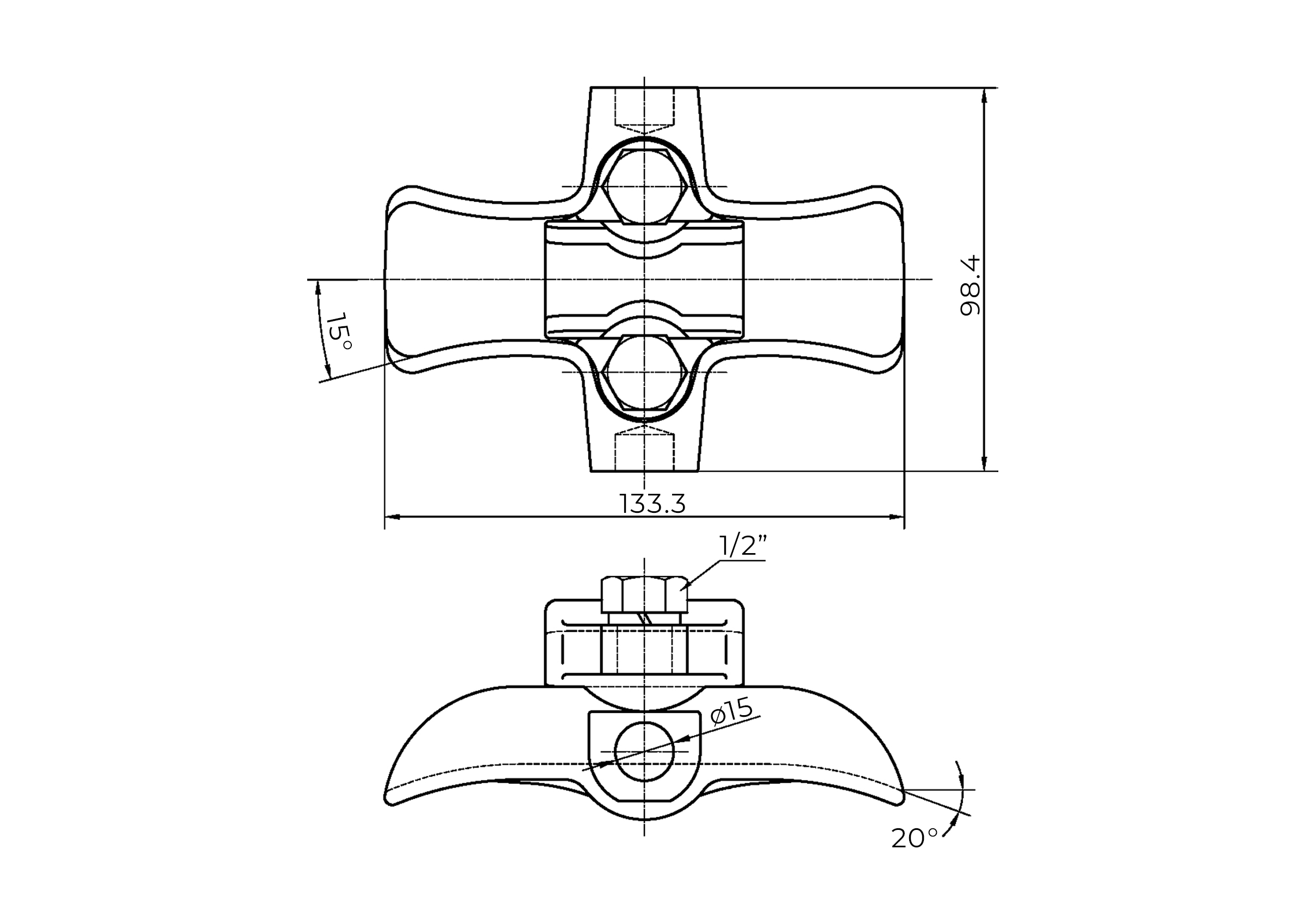 Suspension Trunnion Clamp Aluminum 0.51.06" Enerlink Corporation
