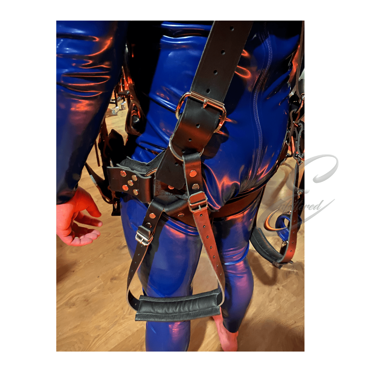 Enfettered Leather Bondage Suspension Harness with Foot Support