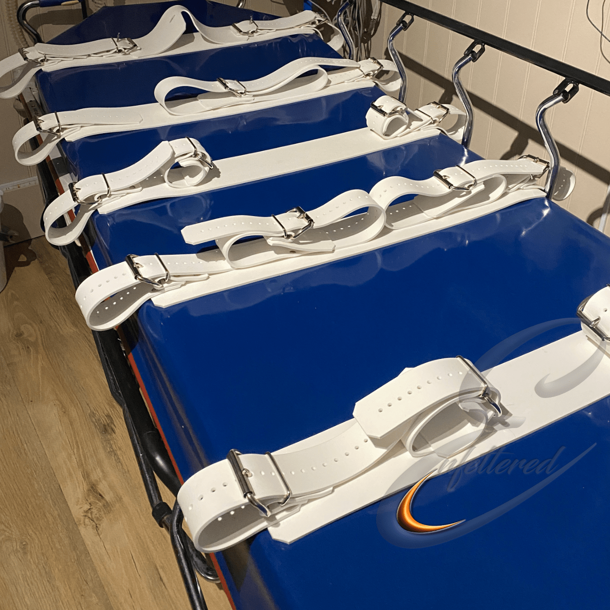 Enfettered White Room Patient Silicone Bed Straps Enfettered