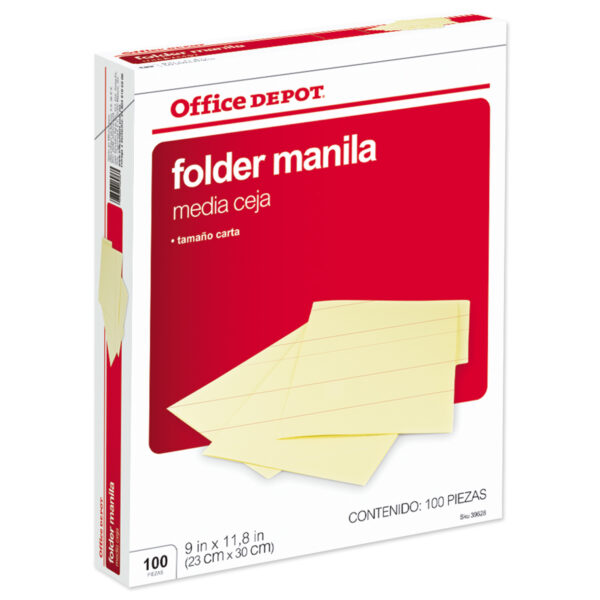 Folder Carta Office Depot (Manila, 100 Pzs.) Sku 39628 Enfokt