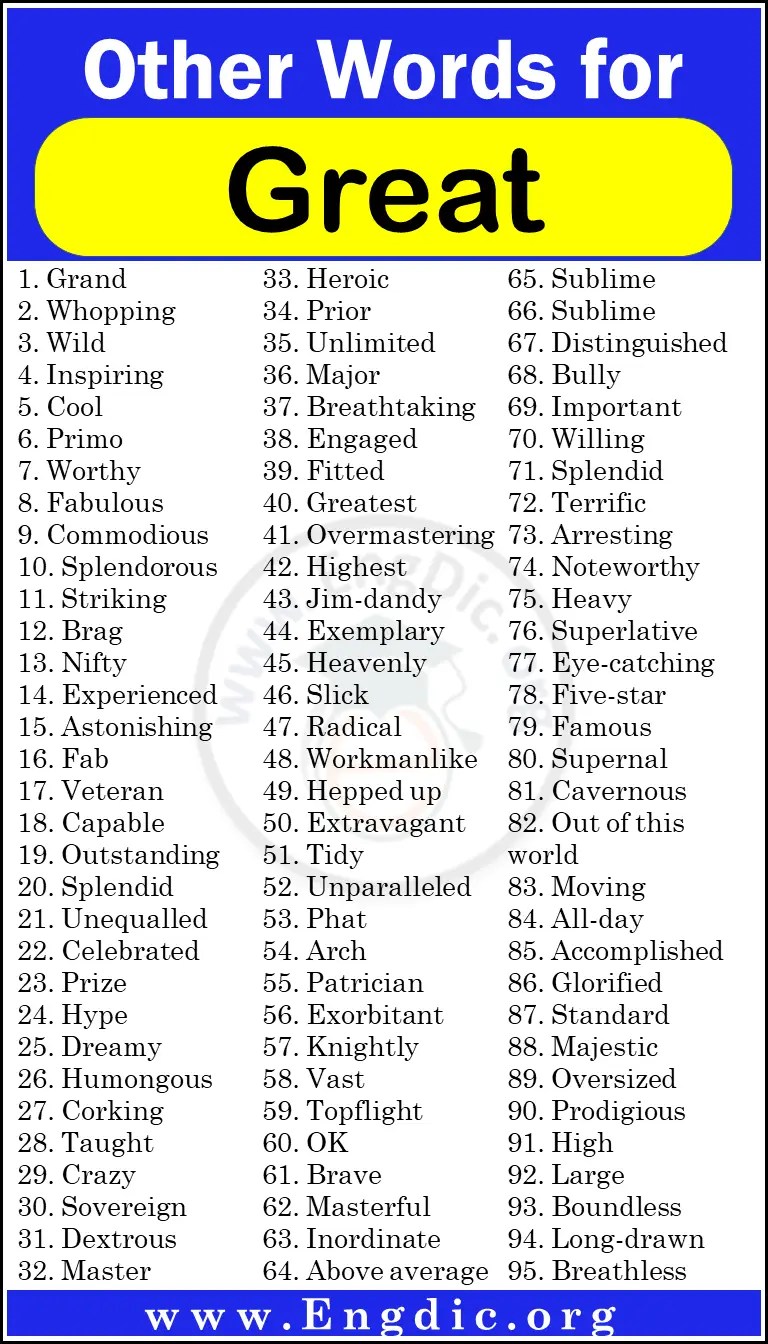 Another Word For Great 200+ Useful Synonyms for Great EngDic