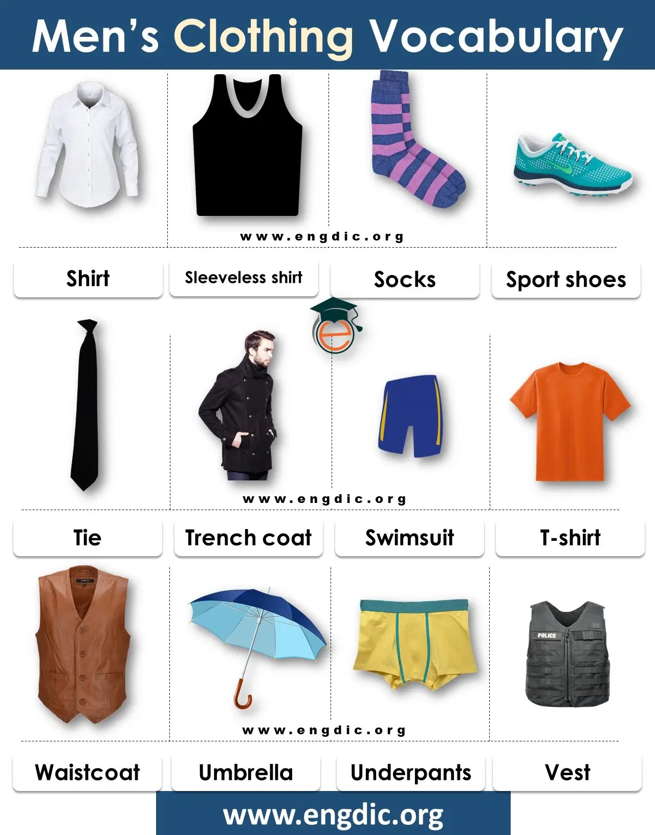 Men's Wear Vocabulary, Clothing Vocabulary, Basic English Vocabulary - Engdic