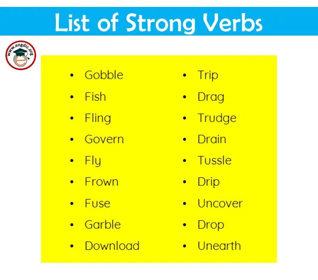 100 Strong Verbs List of Strong Verbs in English Pdf EngDic