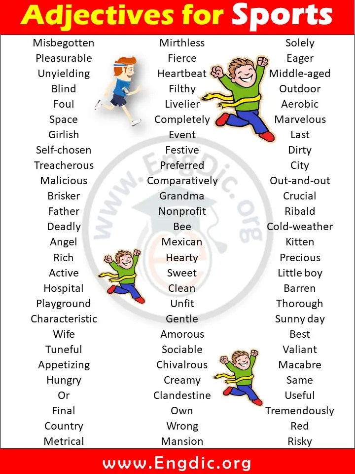 List of Adjectives for Sports 800+ Sports Vocabulary words in English