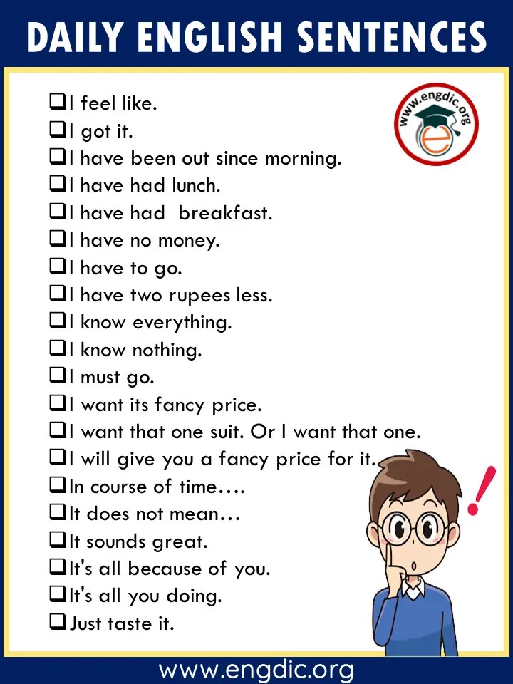 150+ Common English Sentences Used in Daily Life EngDic
