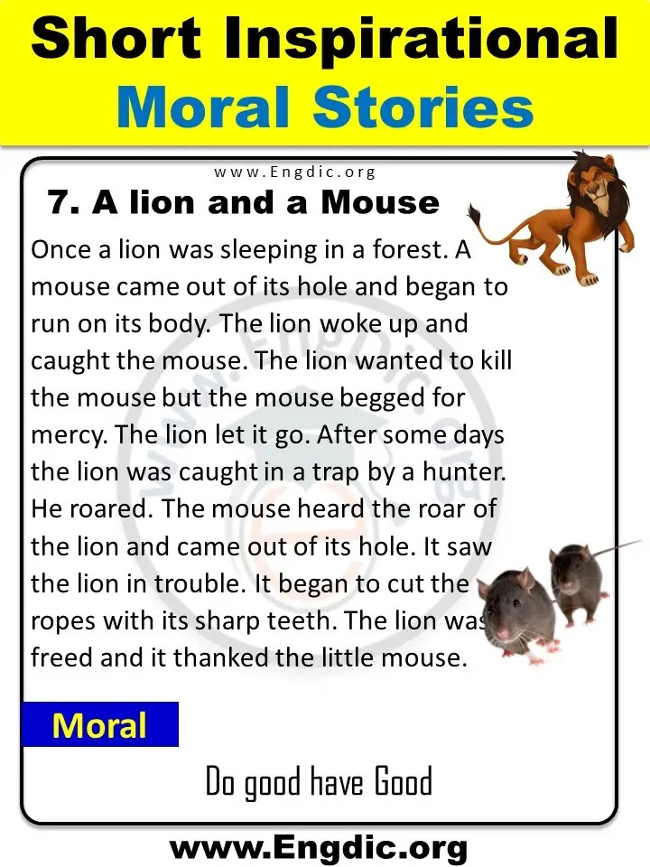 Short Inspirational moral Stories for Kids in English with PDF EngDic