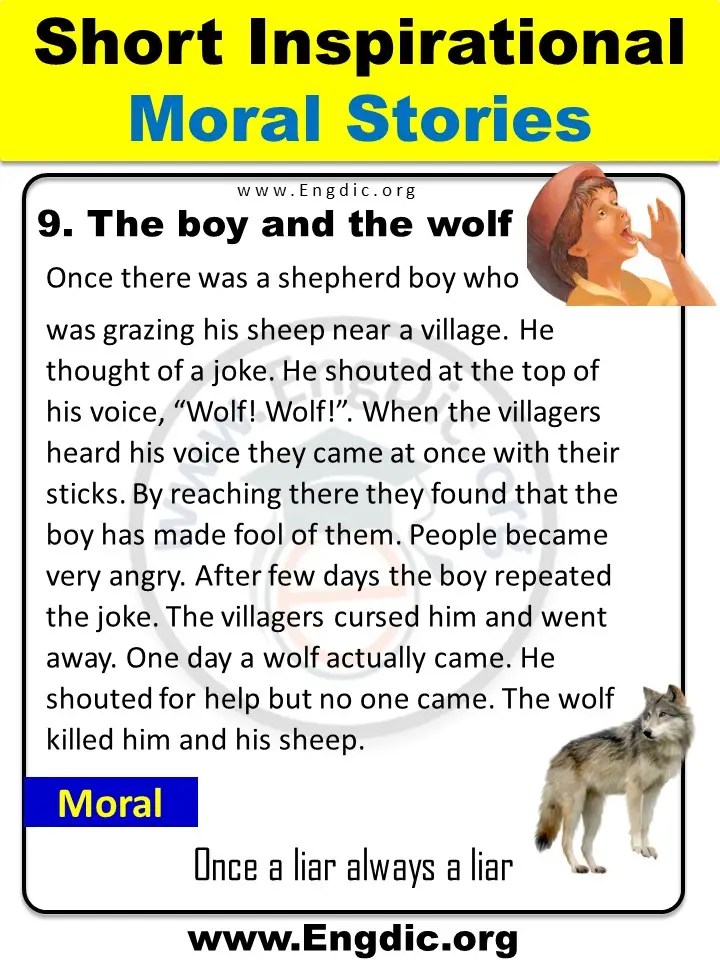 Short Inspirational moral Stories for Kids in English with PDF EngDic