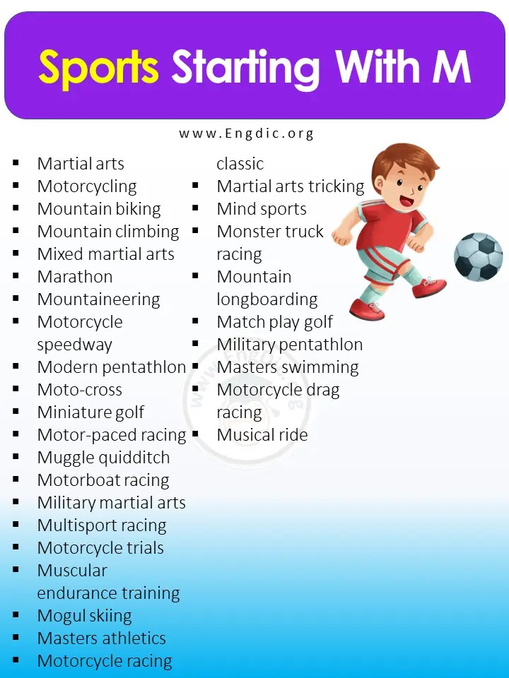 Sports Names List Sports Beginning With A to Z EngDic