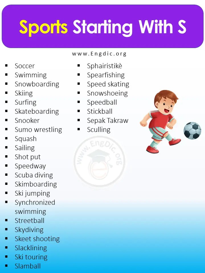 Sports Names List Sports Beginning With A to Z EngDic