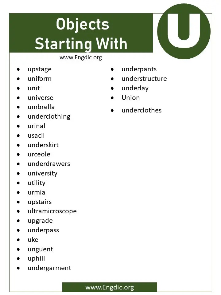 List Of Objects That Start With U EngDic