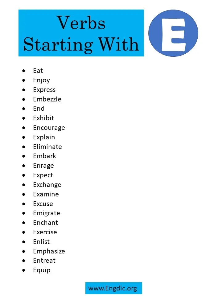 440 Verbs Starting With E (Complete List) - EngDic