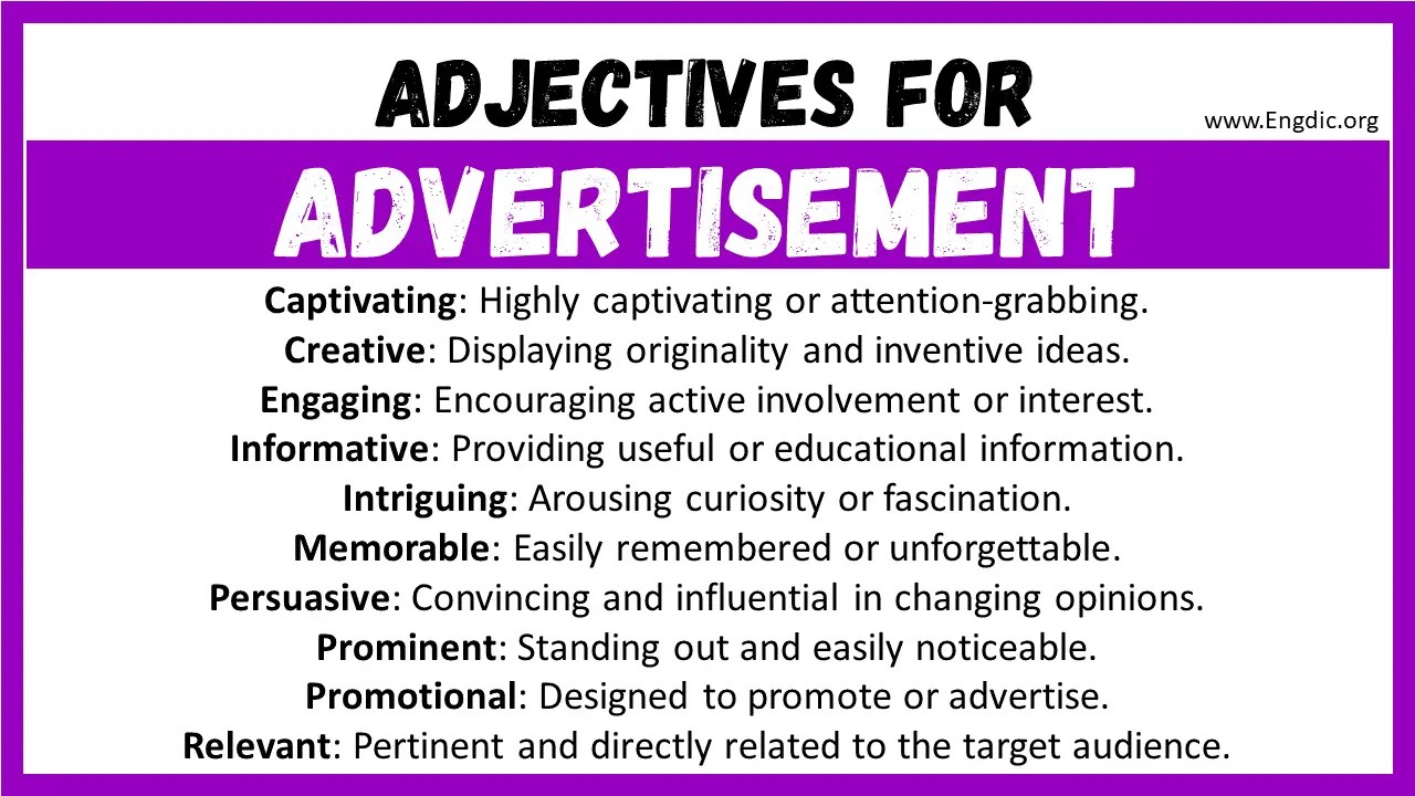 20+ Best Words to Describe Advertisement, Adjectives for Advertisement