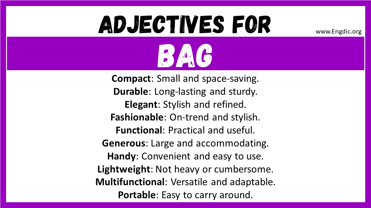 Details 135+ adjective of bag best esthdonghoadian