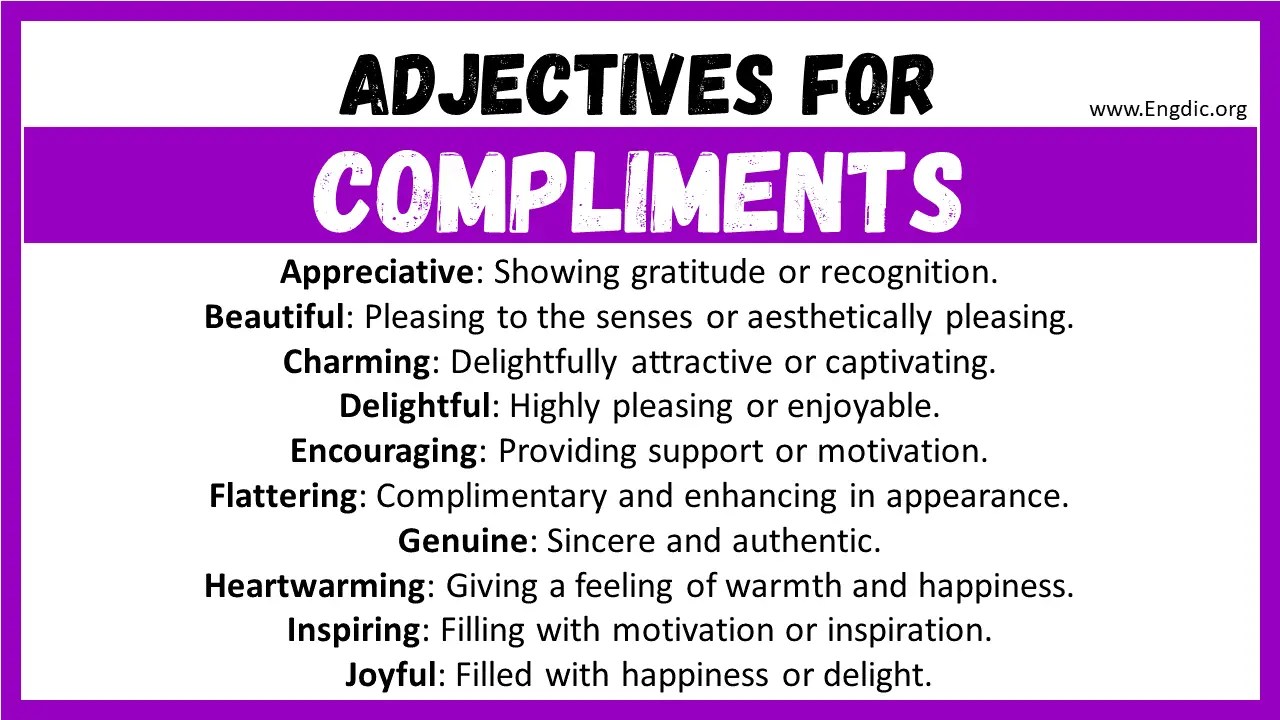 20+ Best Words to Describe Compliments, Adjectives for Compliments EngDic