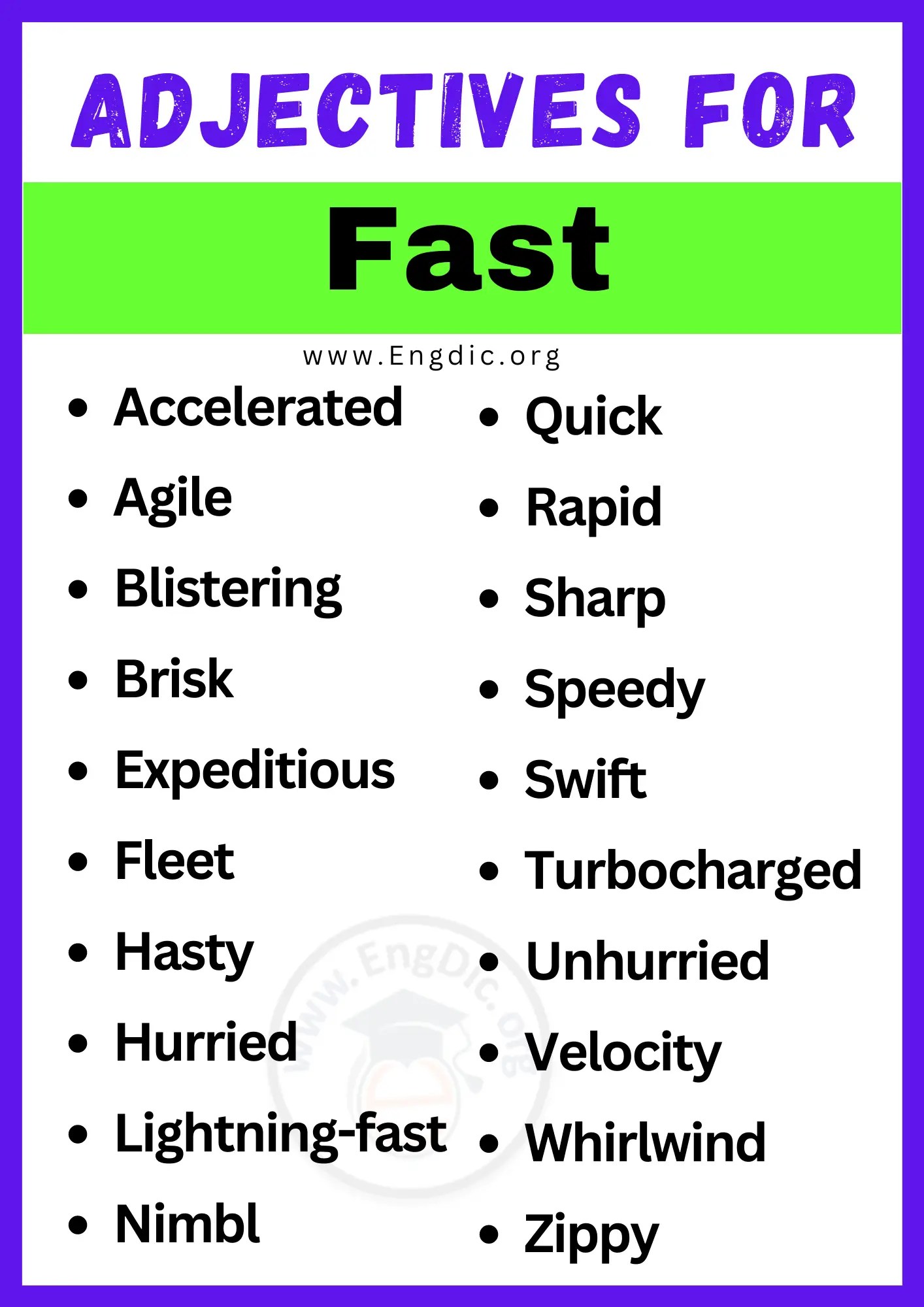 20+ Best Words to Describe Fast, Adjectives for Fast EngDic