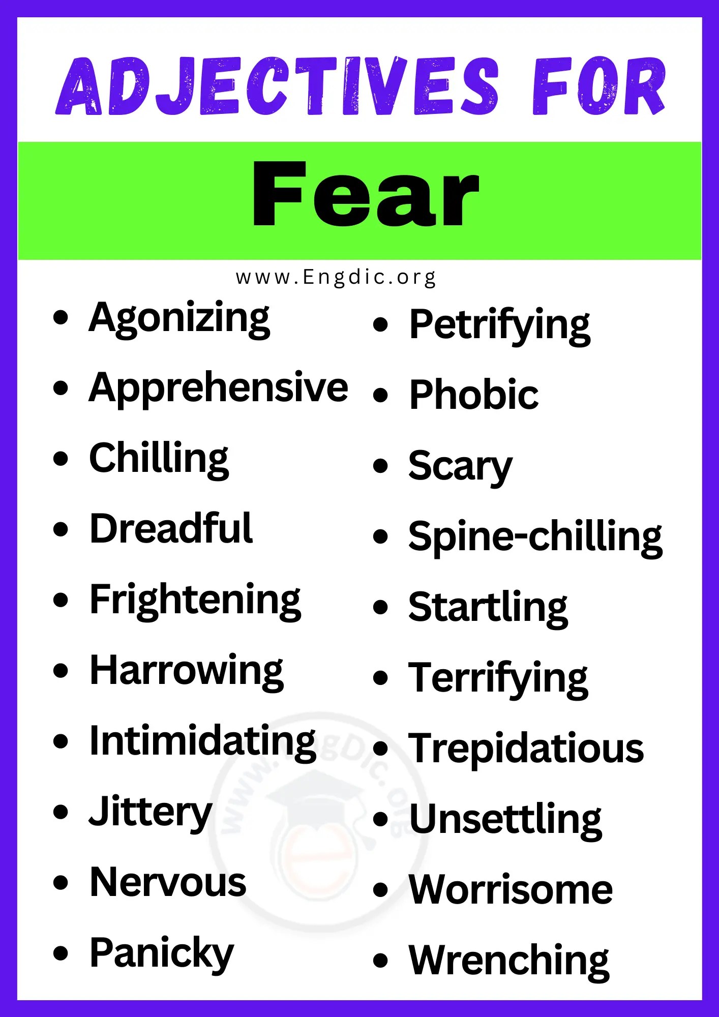 20+ Best Words to Describe Fear, Adjectives for Fear EngDic