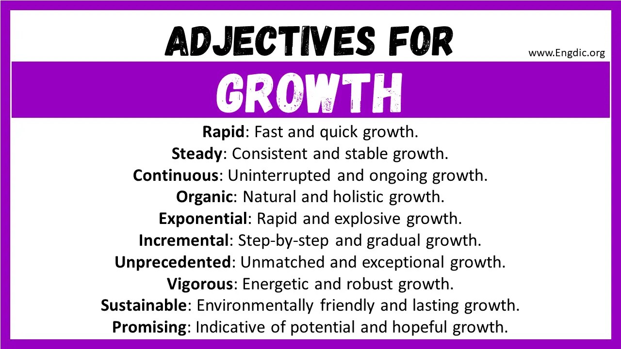 20+ Best Words to Describe Growth, Adjectives for Growth EngDic
