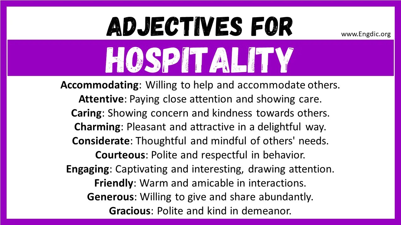 20+ Best Words to Describe Hospitality, Adjectives for Hospitality EngDic