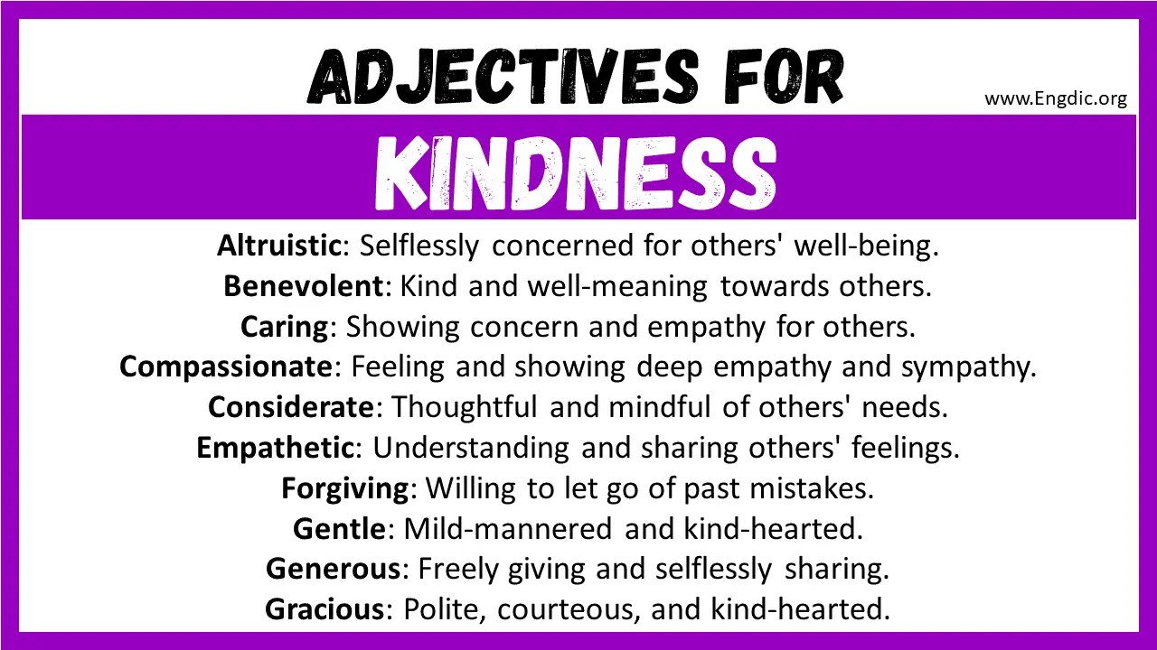 20+ Best Words to Describe Kindness, Adjectives for Kindness EngDic