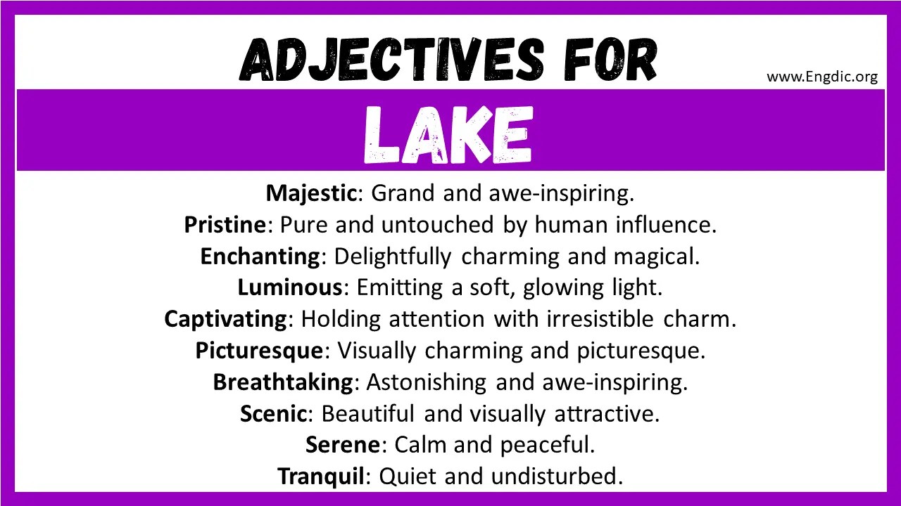 20+ Best Words to Describe Lake, Adjectives for Lake EngDic