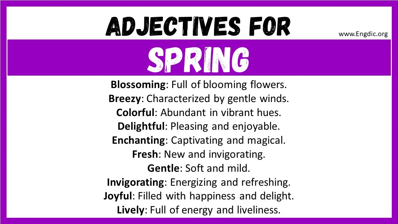 20+ Best Words to Describe Spring, Adjectives for Spring EngDic