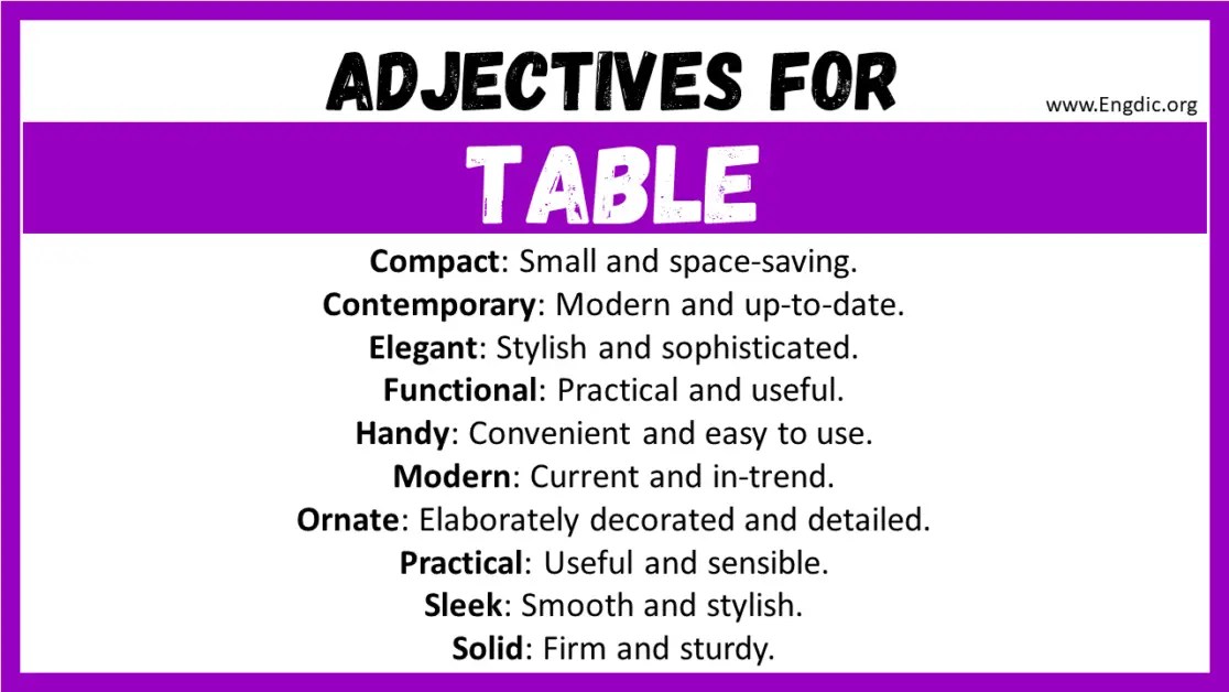 20+ Best Words to Describe Table, Adjectives for Table EngDic