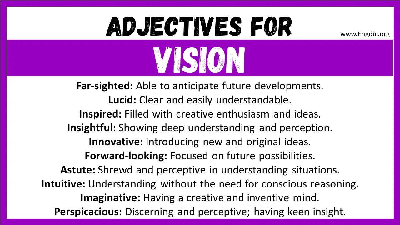 20+ Best Words to Describe Vision, Adjectives for Vision EngDic