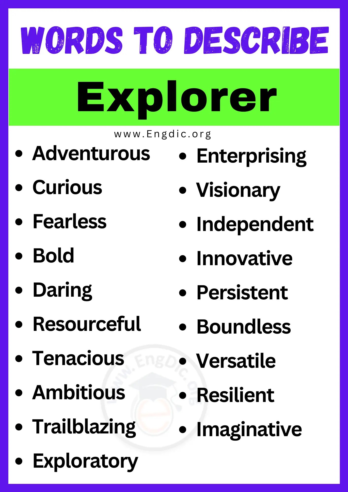 20+ Best Words to Describe Explorer, Adjectives for Explorer EngDic