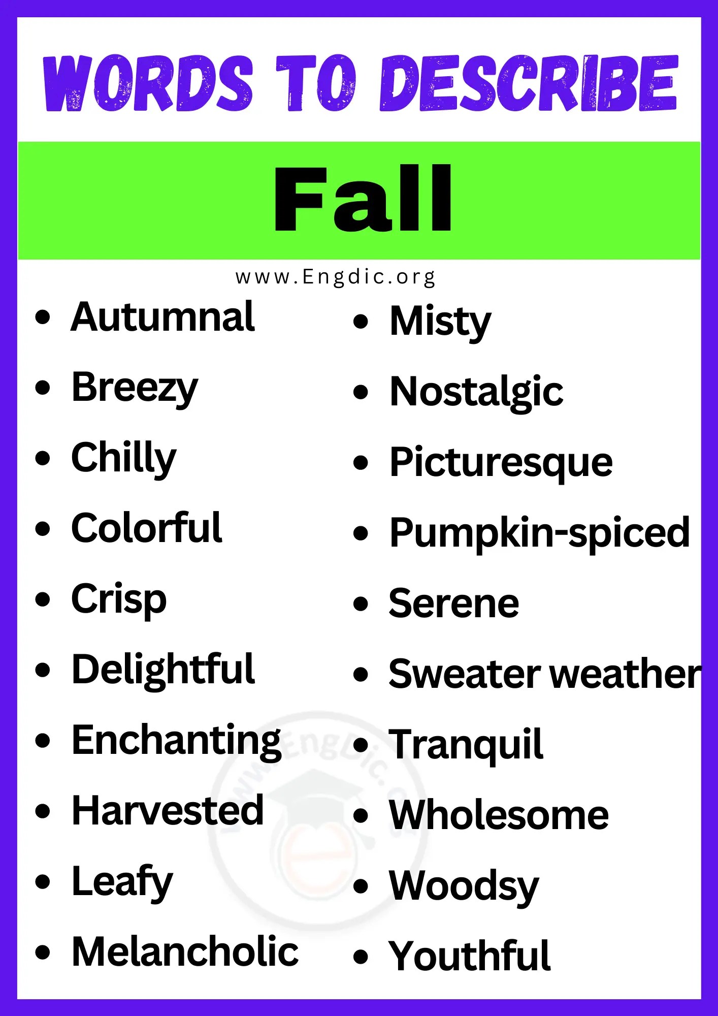 20+ Best Words to Describe Fall, Adjectives for Fall EngDic