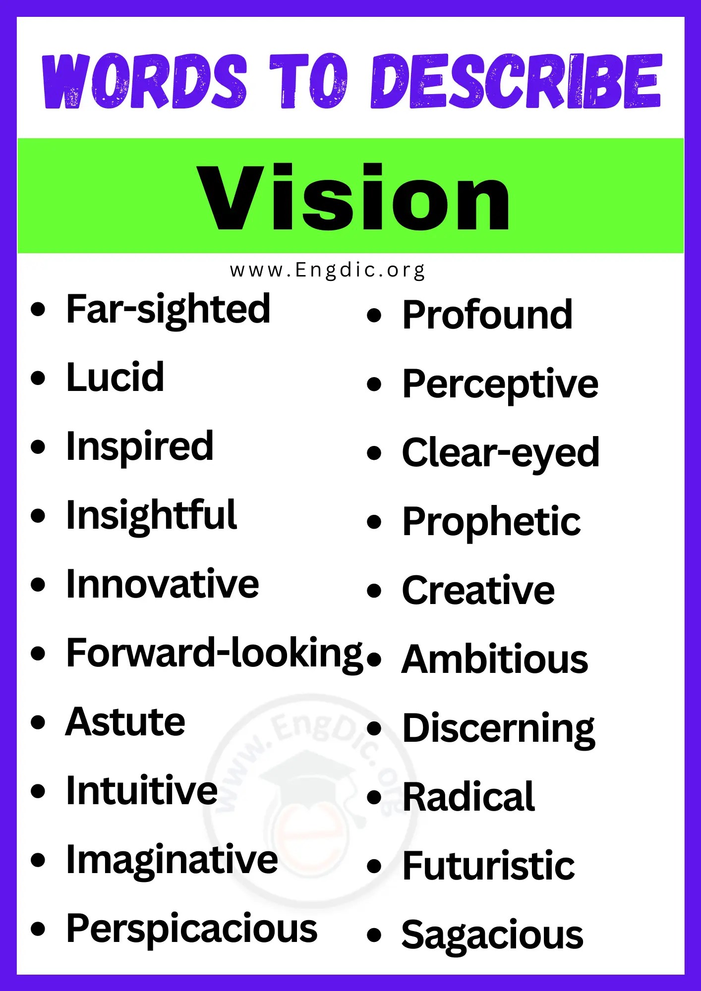 20+ Best Words to Describe Vision, Adjectives for Vision EngDic