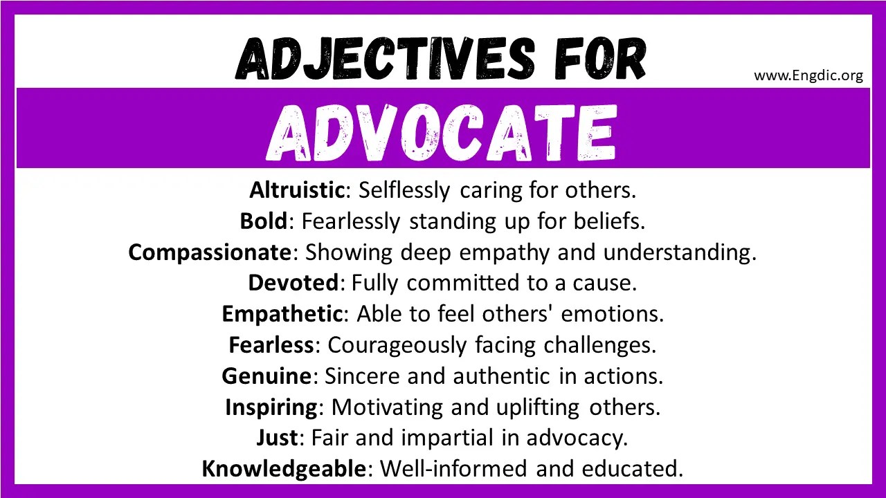 20+ Best Words to Describe Advocate, Adjectives for Advocate EngDic