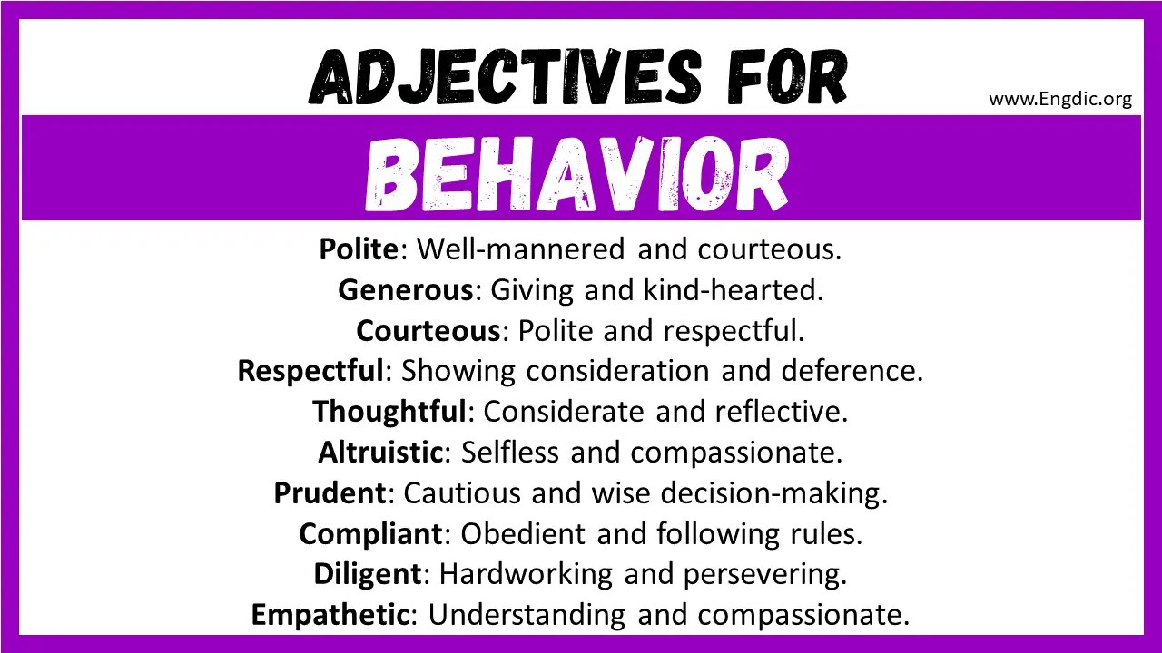 20+ Best Words to Describe Behavior, Adjectives for Behavior EngDic