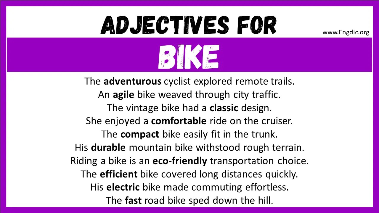 20+ Best Words to Describe Bike, Adjectives for Bike EngDic