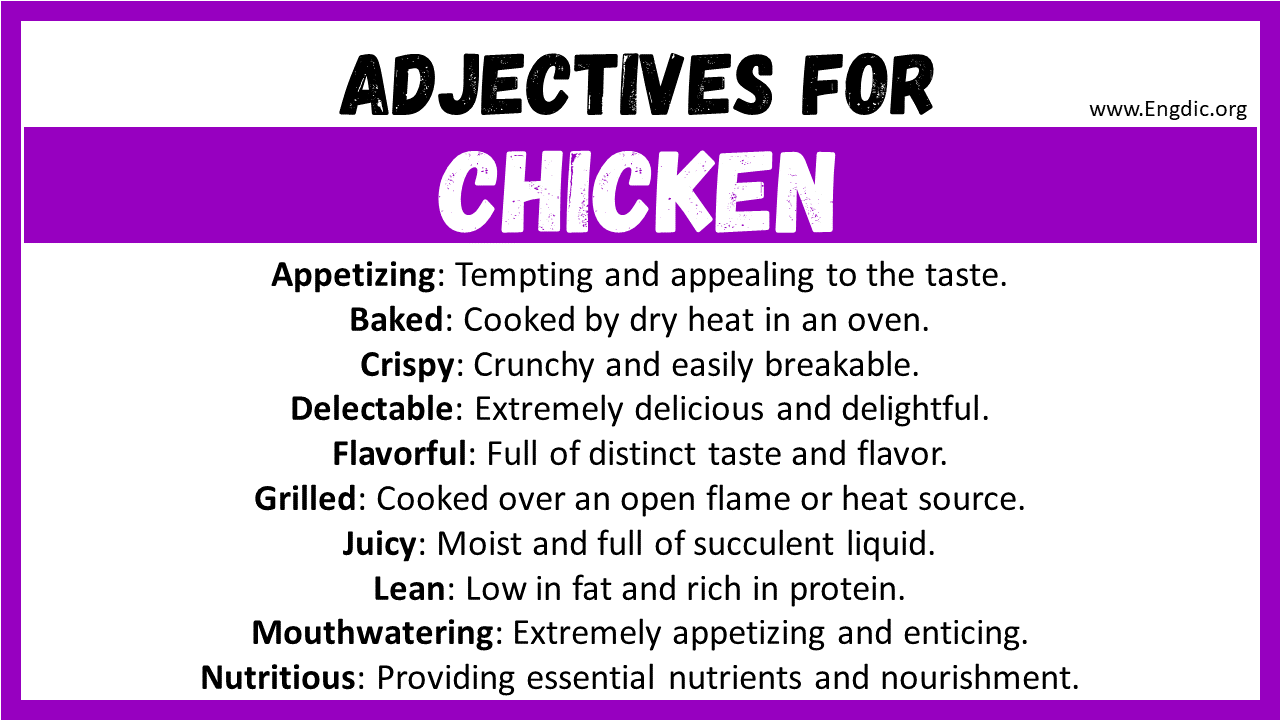 20+ Best Words to Describe Chicken, Adjectives for Chicken EngDic