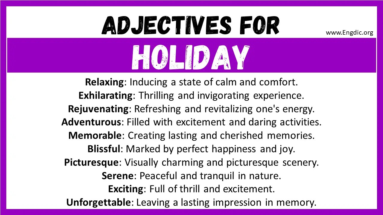 20+ Best Words to Describe Holiday, Adjectives for Holiday EngDic