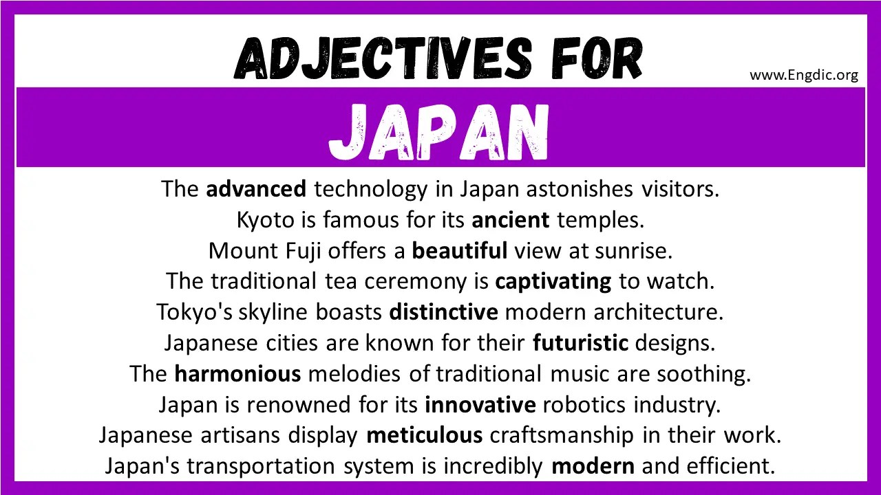 20+ Best Words to Describe Japan, Adjectives for Japan EngDic