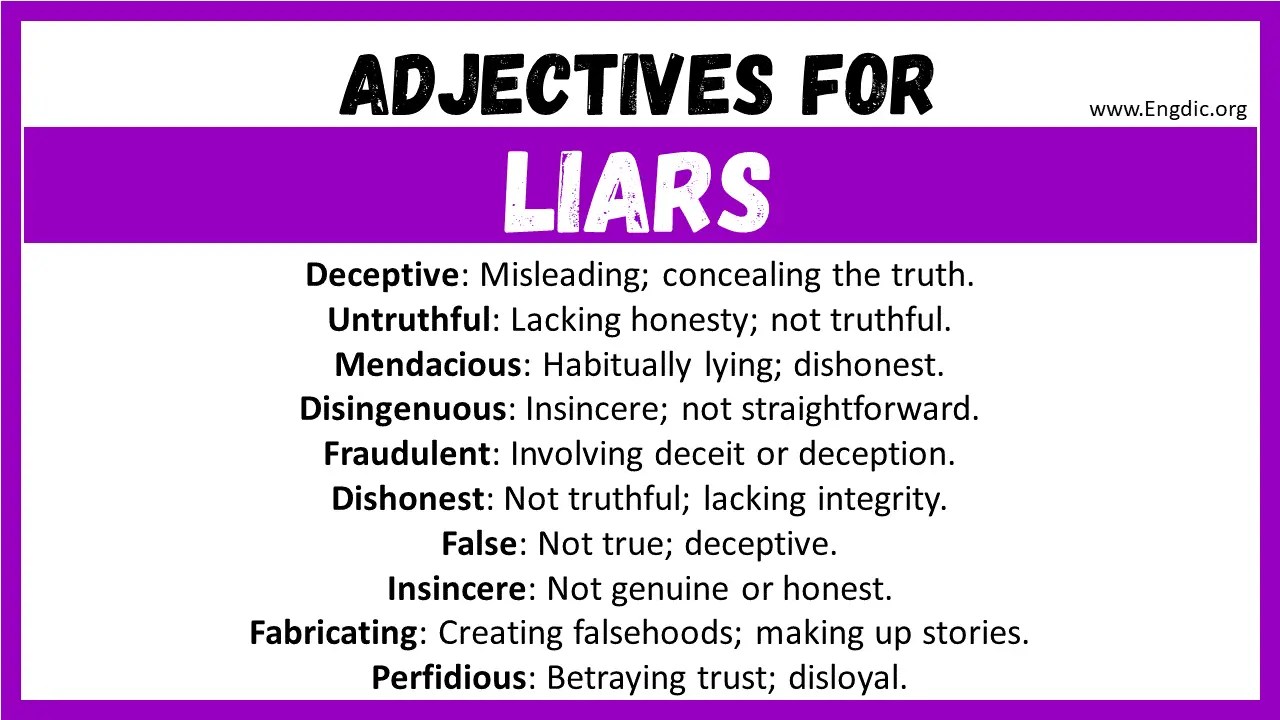 20+ Best Words to Describe Liars, Adjectives for Liars EngDic