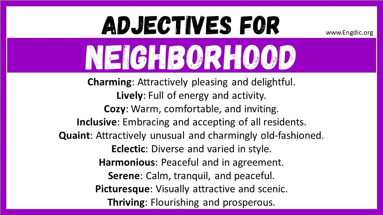 20+ Best Words to Describe Neighborhood, Adjectives for Neighborhood