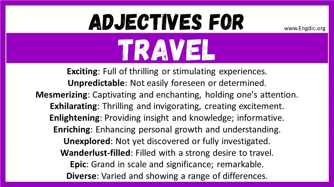 20+ Best Words to Describe Travel, Adjectives for Travel EngDic