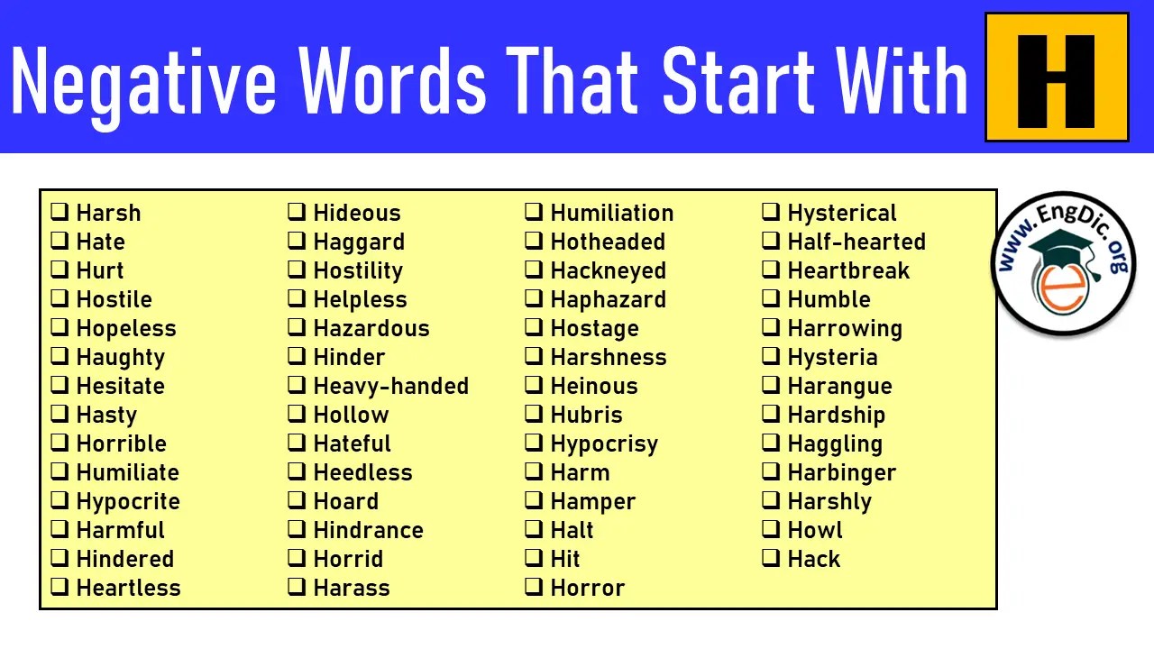 100 Negative Words That Start With H EngDic