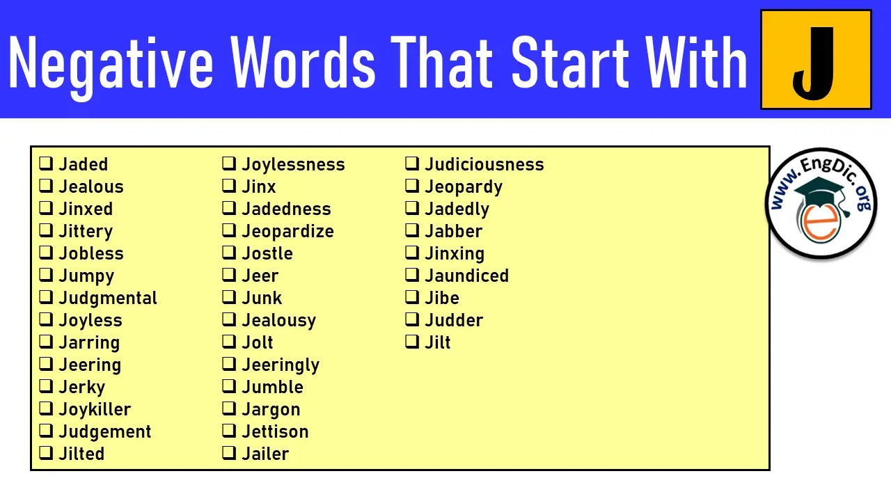 100 Negative Words That Start With J EngDic