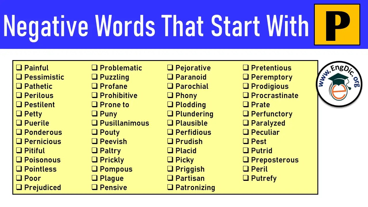 100 Negative Words That Start With P EngDic