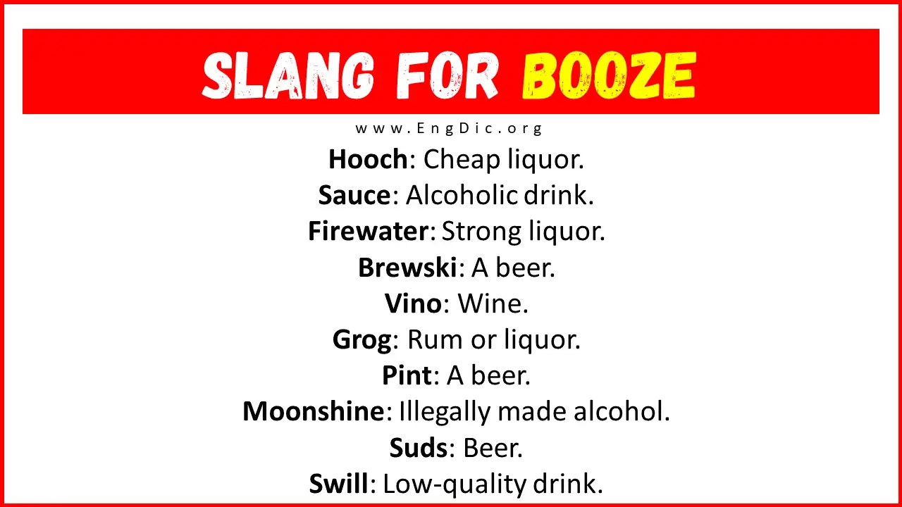 20+ Slang for Booze (Their Uses & Meanings) EngDic