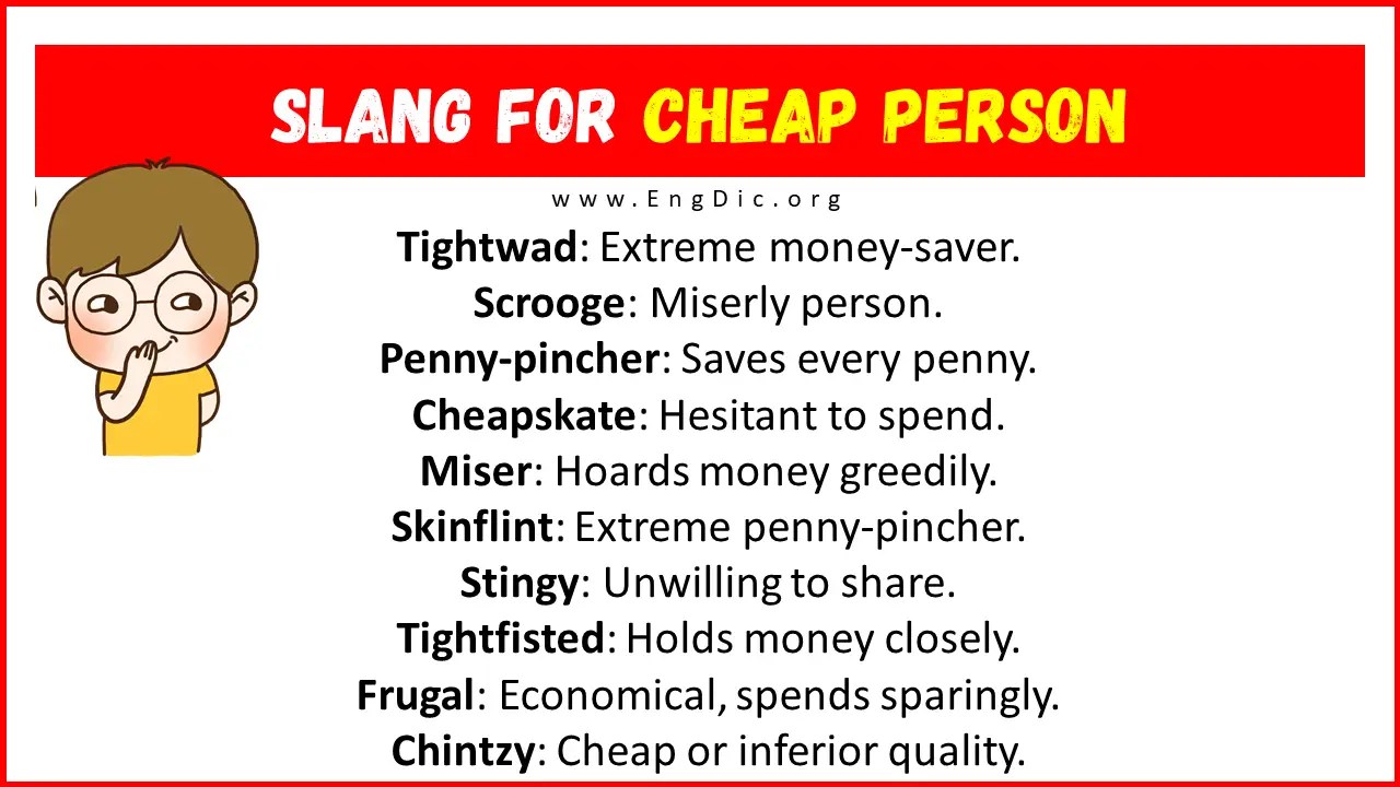 20+ Slang for Cheap Person (Their Uses & Meanings) EngDic