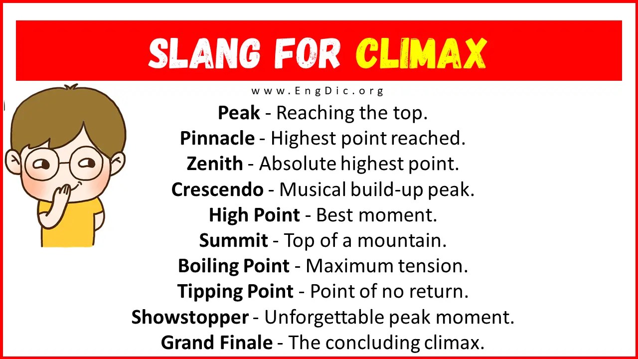 20+ Slang for Climax (Their Uses & Meanings) EngDic